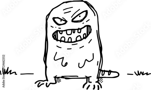 Monster doodle sketch, fantasy vibe for playful or dark designs