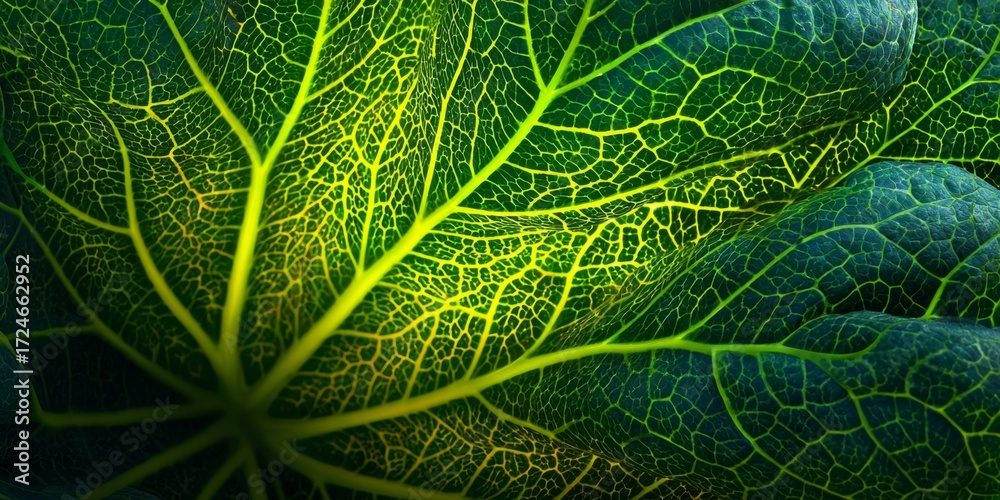 Obraz premium Close-Up of Intricate Leaf Patterns Showcasing Nature s Textures and Colors in Vibrant Green Shades for Natural Imagery