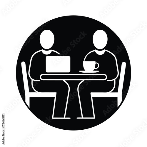 Cafe Meeting Laptop Coffee Icon