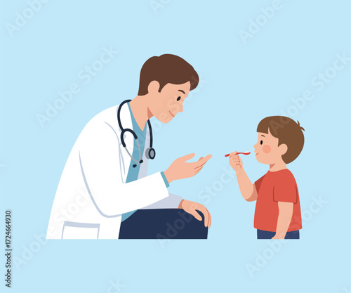 Doctor giving medicine to a child patient
