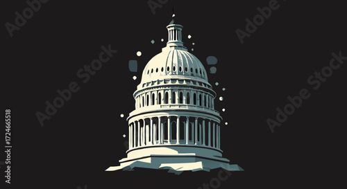 Iconic Structure Understated: An illustration showcasing the grandeur of a distinguished building, its detailed architecture creating a sense of place and prominence.