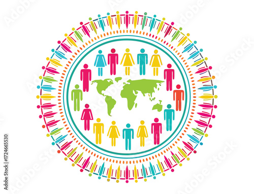 Global community collaboration around the world connecting people concept illustration