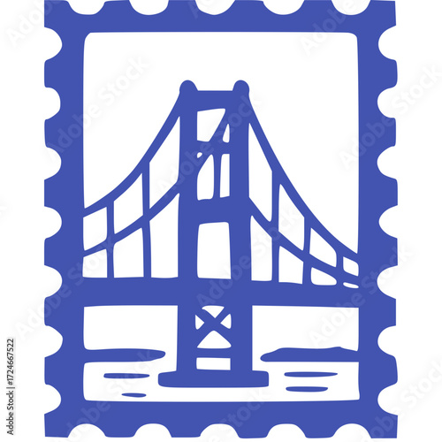 Gate Bridge – San Francisco, AS Stamp Vector Illustration
