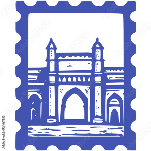 Gateway of India – Mumbai, India Stamp vector Illustration