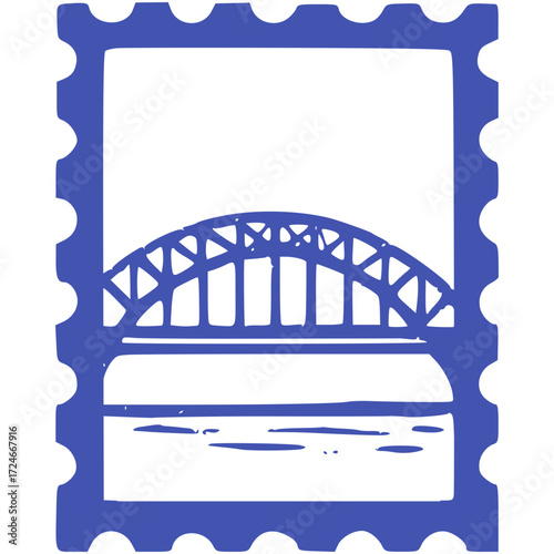 Sydney, Australia → Sydney Harbour Bridge Stamp vector Illustration