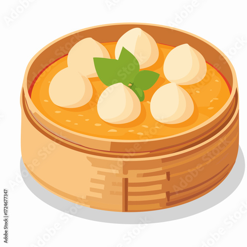 Steamed Dumplings in Bamboo Steamer.