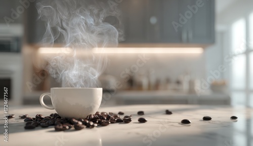 Cozy coffee scene in a modern kitchen