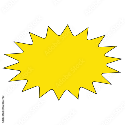Yellow starburst shape, a vibrant burst of color perfect for highlighting sales, promotions, or special offers with its eyecatching design