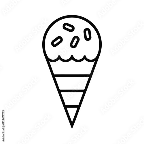Ice cream cone icon sweet dessert with sprinkles frozen treat for summer delicious and refreshing snack food and beverage
