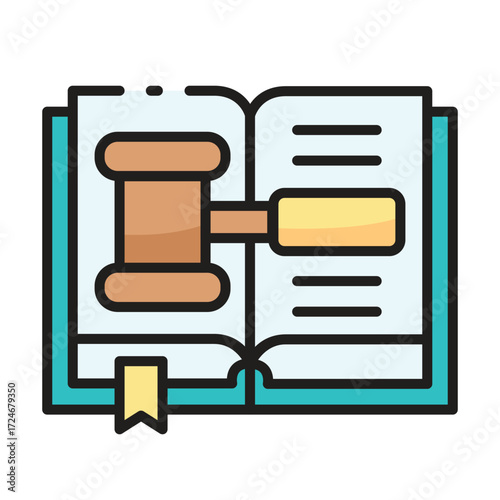 Open book with a gavel on one page