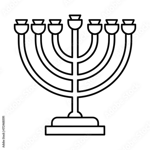 Outline drawing of a menorah a symbol of hanukkah, perfect for adding a touch of tradition to your designs