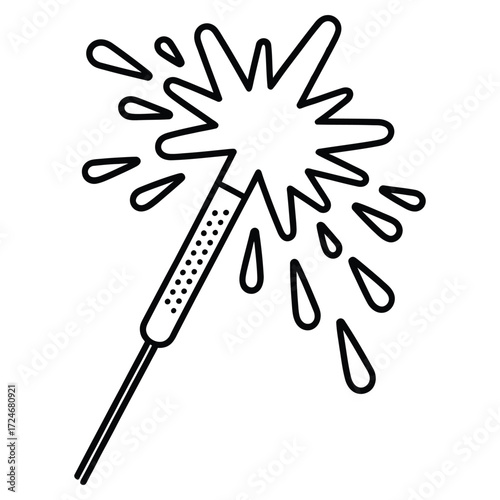 Illustration of a sparkler a simple, minimalist design for celebration, party, or festivethemed projects and decorations