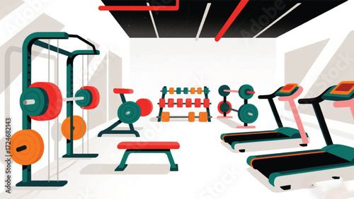Sport Gym Room Illustrator Artwork Banner Background Design Template 