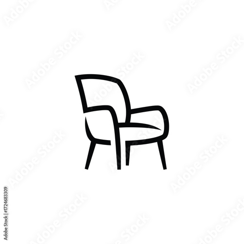Vector illustration of simple line art of an armchair