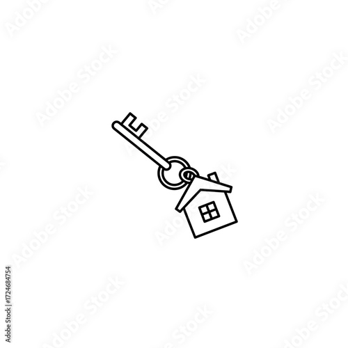 House Key Icon Real Estate Home Ownership Access Property Key to Success.