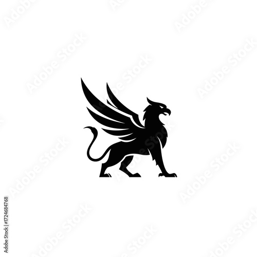 Majestic Griffin Silhouette Design.