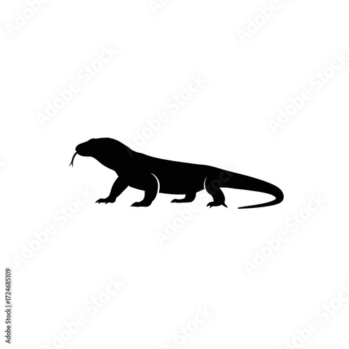 Silhouette of a Komodo Dragon.