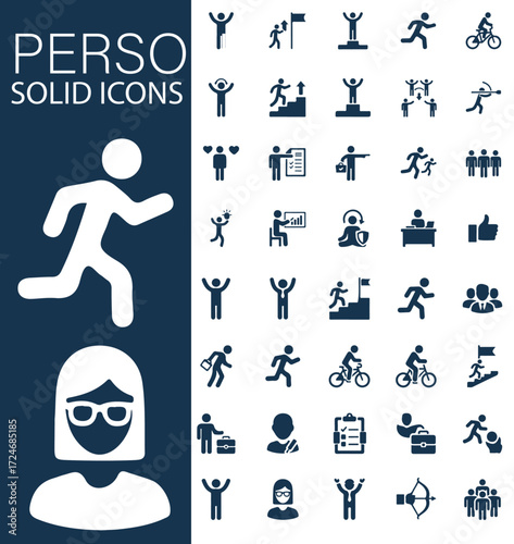 Human Silhouette Solid Icons | Profile, Team & Community Vector Set