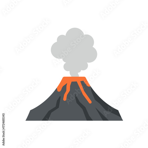 Volcanic Eruption Mountain Lava Flow Smoke Earth Science Natural Disaster.