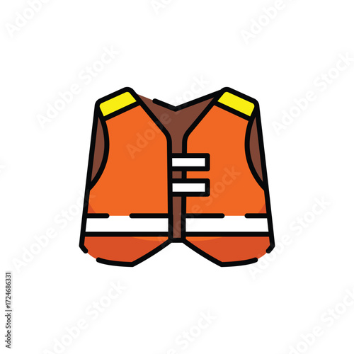 Orange life vest with reflective stripes