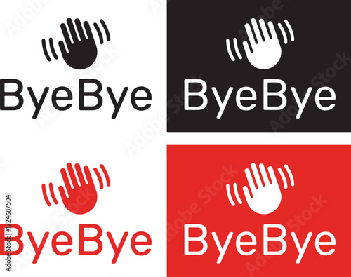 bye, goodbye, wave, hand, icon, logo, symbol, greeting, farewell, parting, leaving, saying goodbye, gesture, communication, motion, movement, graphic, design, illustration, black, white, red, contrast