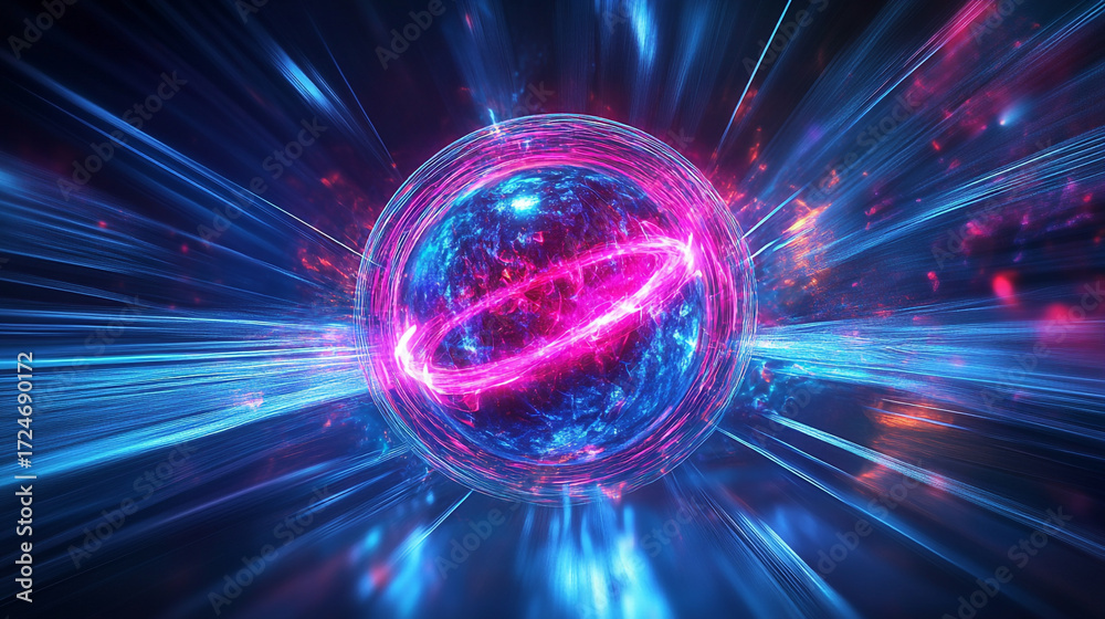 Obraz premium Vibrant Glowing Cosmic Energy Core or Quantum Sphere