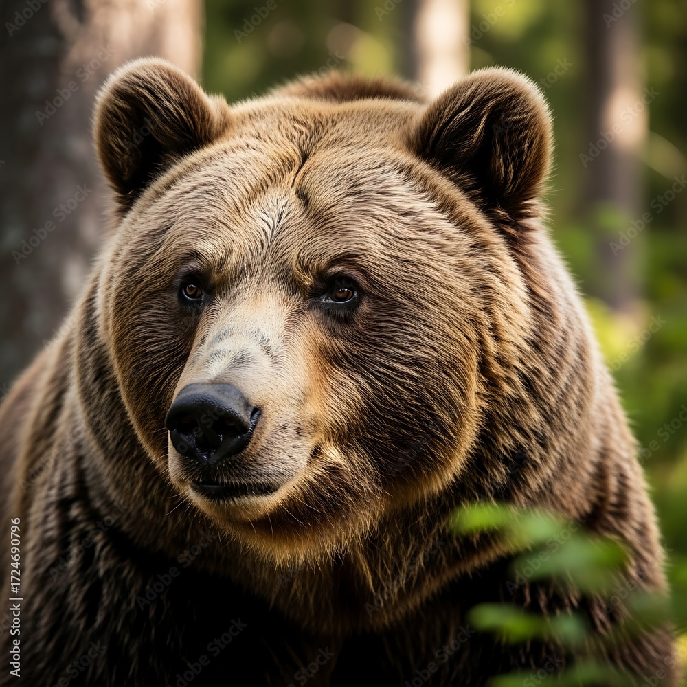 Fototapeta premium Close-up of a Brown Bear in Forest.