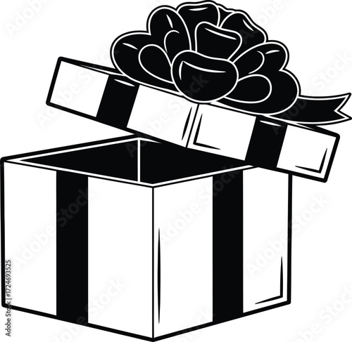 Open gift box with ribbon and bow, ready for surprise celebration