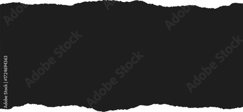 Torn black paper reveals white background with rough edges