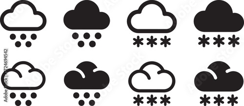 weather, icon, rain, snow, cloud, precipitation, storm, snowflake, droplet, forecast, symbol, collection, set, graphic, design, element, meteorology, climate, weather condition, black, white backgroun