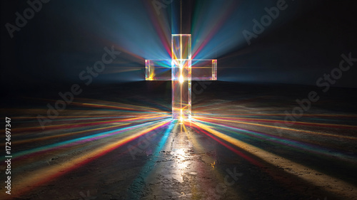 Illuminated Cross with Light Beams