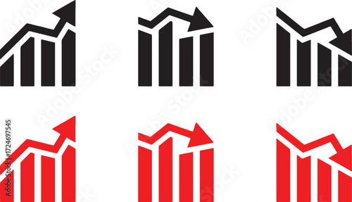 design, icons, illustration, vector, growth, business, decline, chart, graph, statistics, data, finance, economics, trend, increase, decrease, up, down, arrow, bar chart, diagram, icon, symbol, graphi