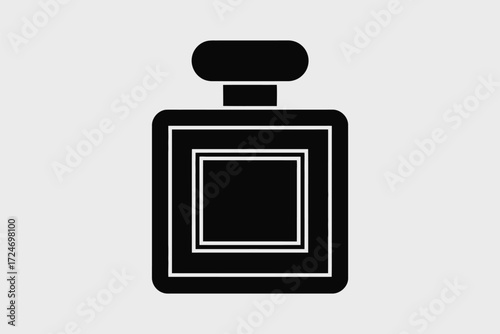 Black perfume bottle silhouette with rounded cap fragrance