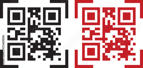 design, icons, illustration, vector, code, black, qr code, scan, technology, digital, information, data, square, pattern, red, graphic, icon, symbol, connectivity, mobile, website, link, unique identi