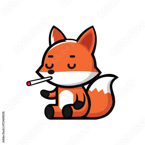 Smoking Fox Character Vector