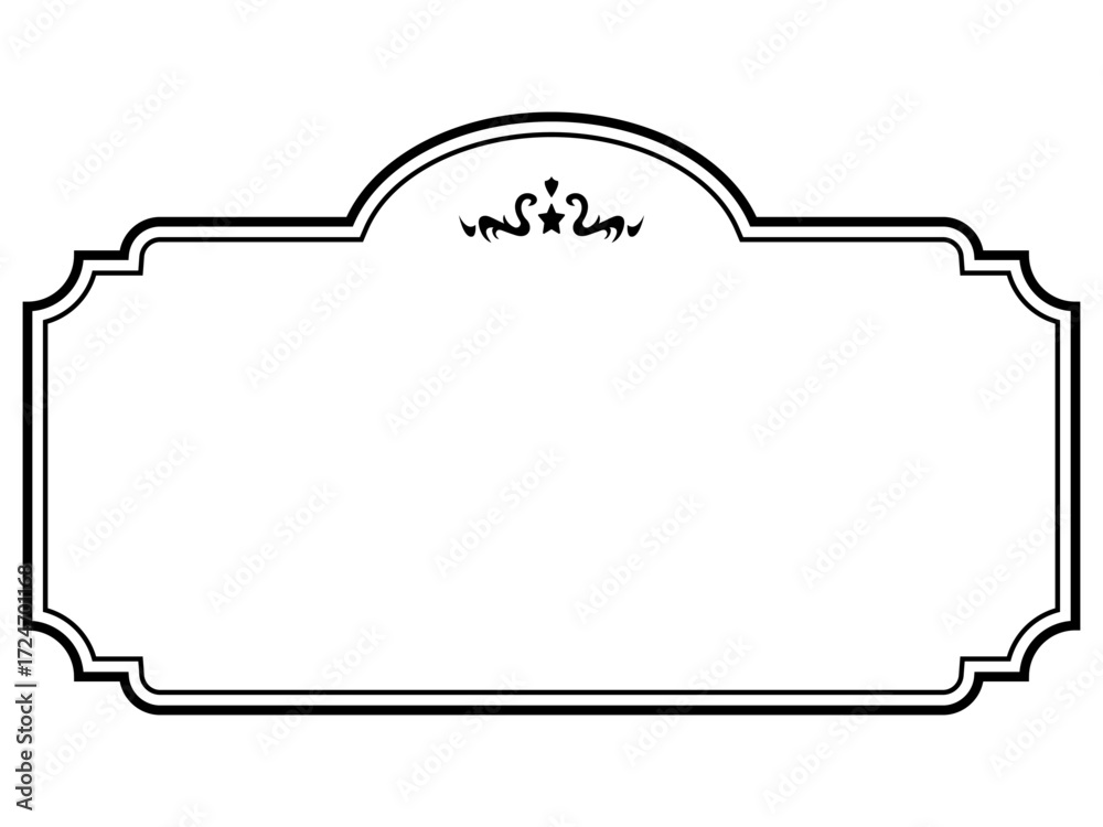 Fototapeta premium アンティークデザインのフレーム/星/黒/イラスト/素材