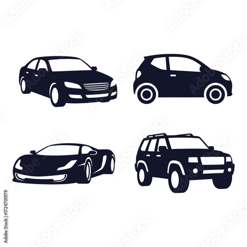 Diverse collection of modern cars sports utility vehicles sedans compact cars and coupes