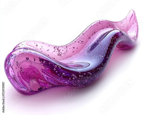 Abstract, glossy, purple, and pink, liquid-like, flowing form