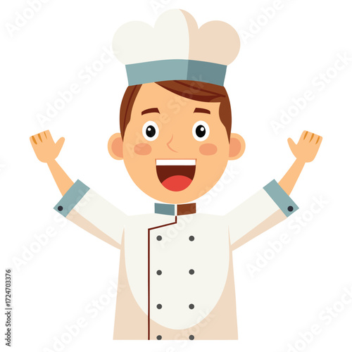 excited man chef cook wearing uniform