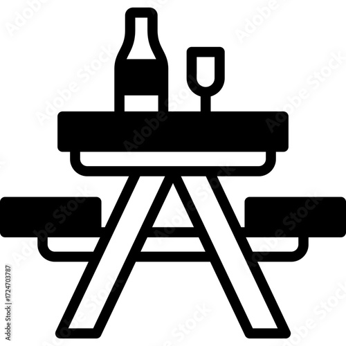 bench icon illustration design with solid