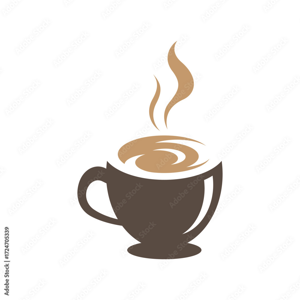 Obraz premium logo design of hot coffee in a glass with smoke