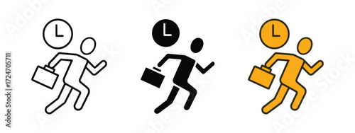Office late icon vector. rushing to a meeting, showcasing urgency and a professional attitude symbol. vector illustration.