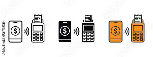 Mobile payment technology icon vector. point of sale terminal for modern business transactions simplifying digital finance and cashless economy symbol. vector illustration.