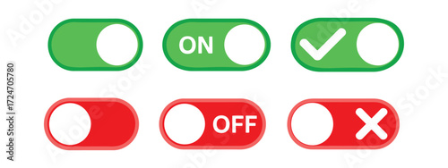 On and Off Toggle Switch Buttons with Lettering icon vector. clear control options symbol. vector illustration.
