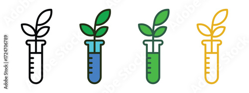 Test tube with green leaves icon vector. progress and new beginnings symbol. vector illustration.