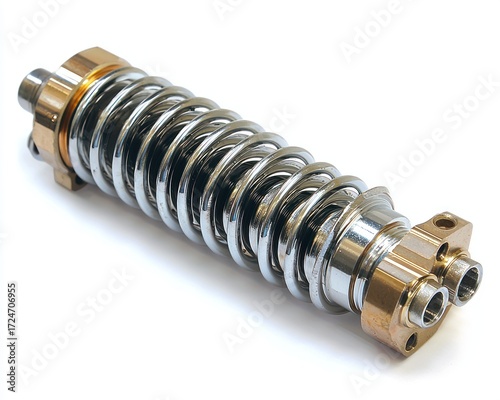 Close-up of a metal shock absorber