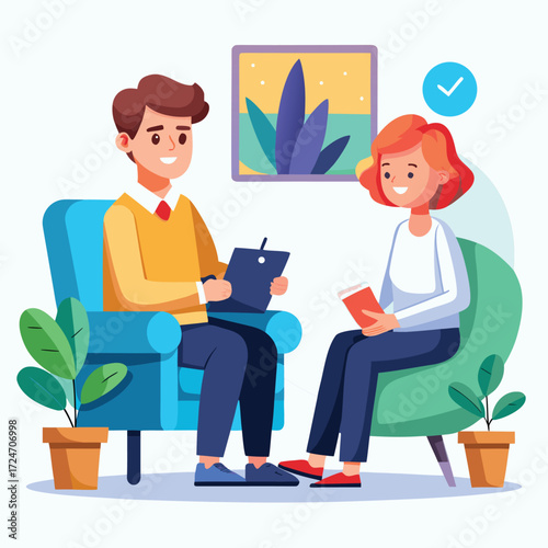 therapy session semi flat color vector icon