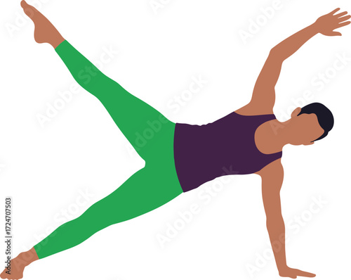 Side plank pose, yoga strength, fitness balance, flexibility training, active lifestyle, body control, wellness exercise, workout art, mindful movement, health