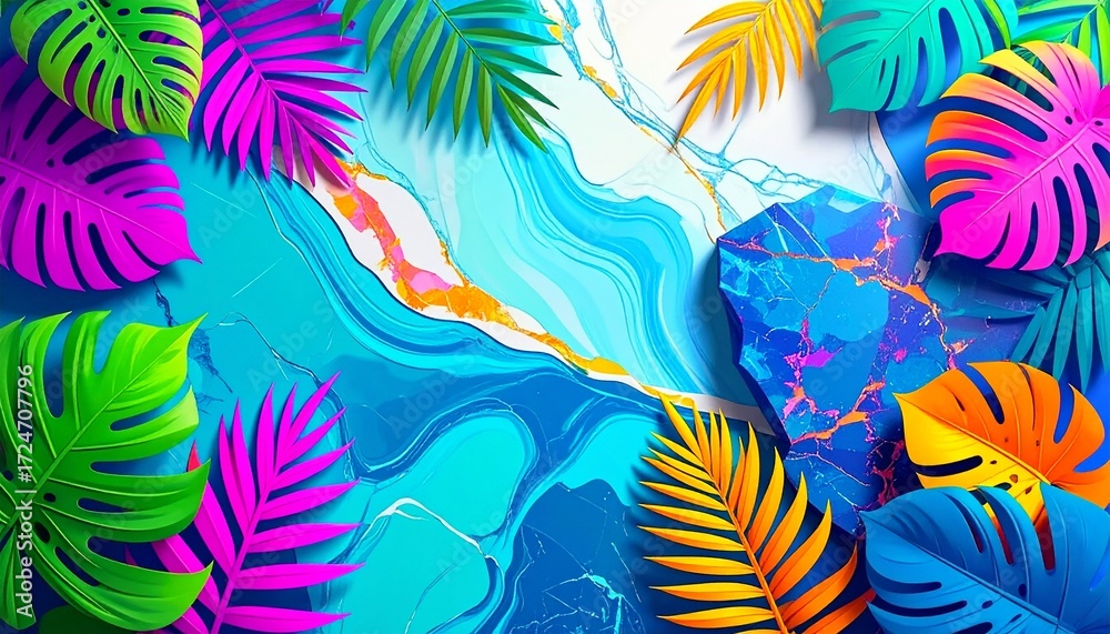Fototapeta premium Marble Tropical Background