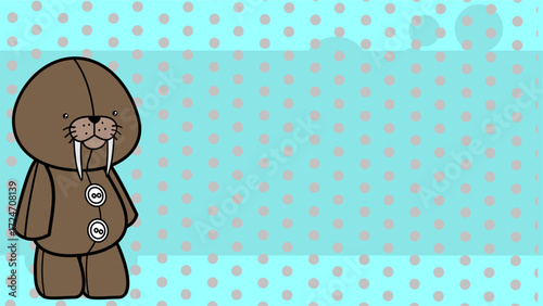 plush toy animal character cartoon gift card background in vector art